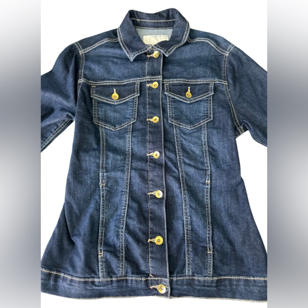 🔥Hot Sale🚒 Anne Klein Belted Jean Jacket Size Small - Picture 3 of 11